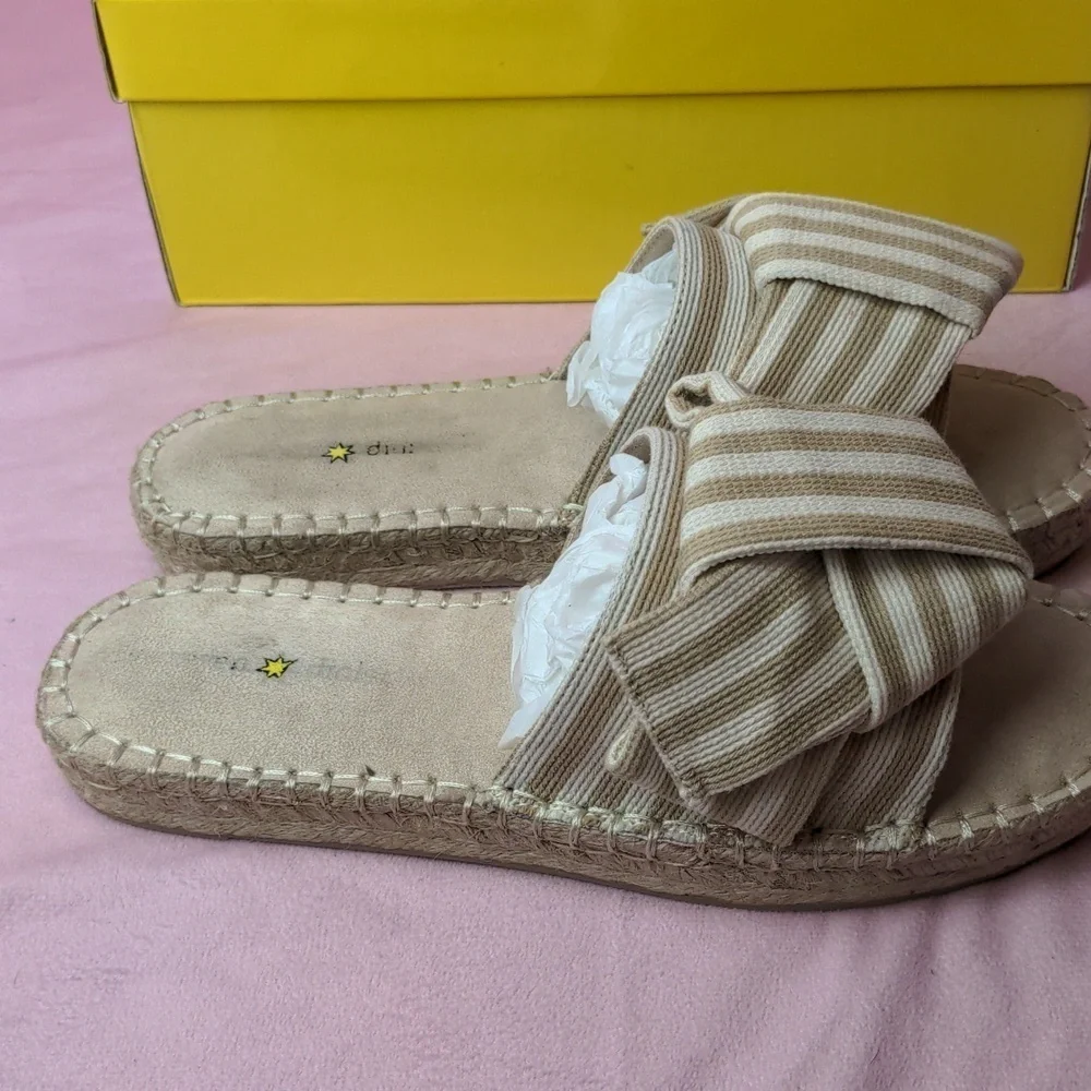 Seven Dials Wagner Beige Striped Neutral Summer Espadrille Sandals size 8.5
